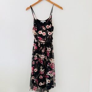 Velvet Torch Black Mesh Floral Tank Dress